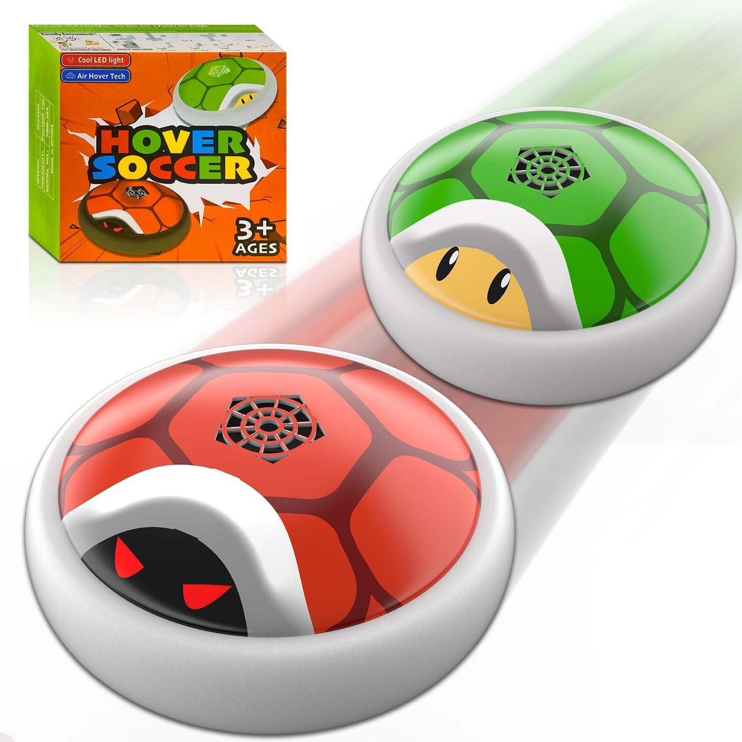 2 Pack Hover Soccer Ball, LED Light Up Air Floating Soccer, Soft Foam Bumpers, Indoor Soccer Toys Games for Boys Age 3-12, Kids Christmas Birthday Gifts
