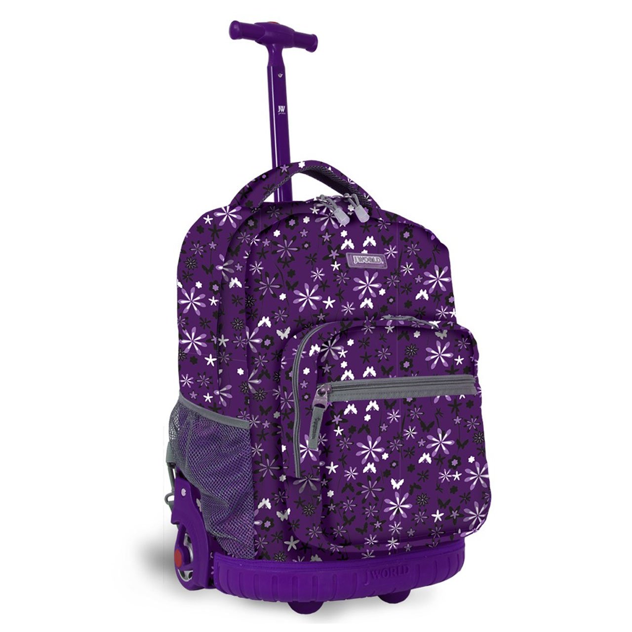J World New York Sunrise Rolling Backpack, Garden Purple, One Size
