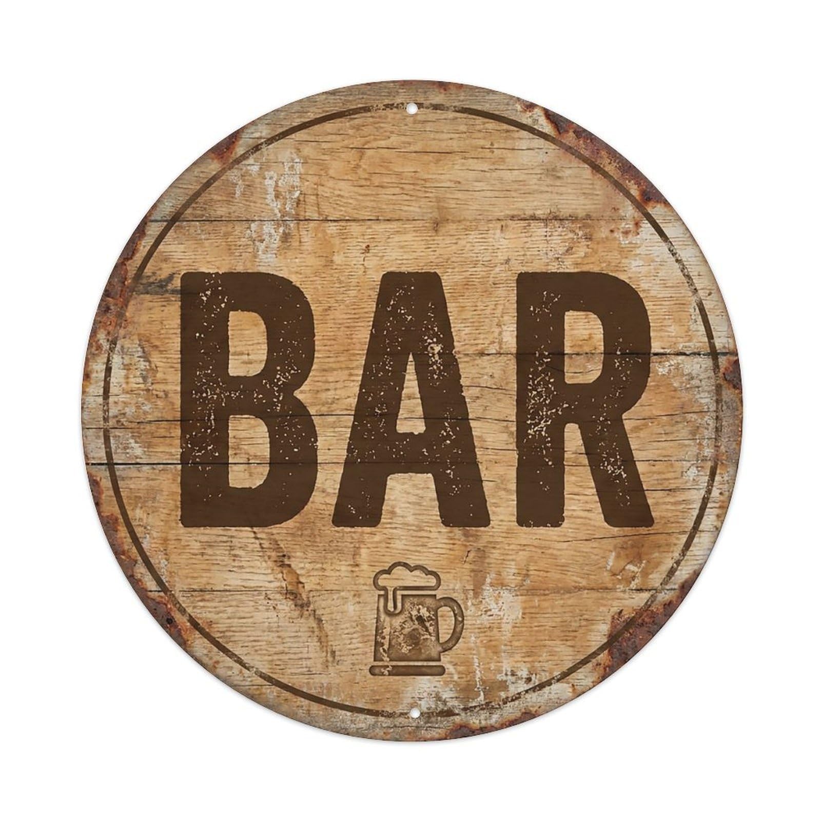 Vintage Beer BAR Oak Barrel Retro for Pub Metal Tin Sign