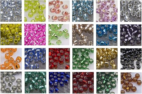 Miniatura 2 de Bala&Fillic Aproximadamente 24000 cuentas de semillas de vidrio multicolor 120 de 0.079in transparentes forradas plateadas, pequeñas cuentas de