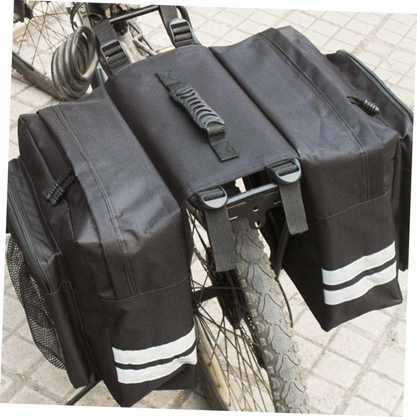 TOYANDONA Borsa Posteriore per Portapacchi Bici, Capiente, Pvc, Nero