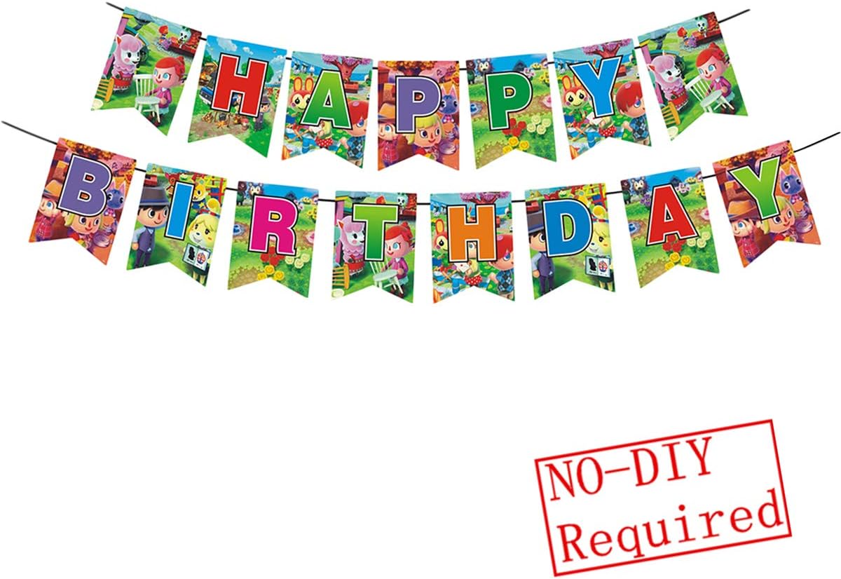Animal Crossing birthday banner, Animal Crossing theme party decoration supplies, children's birthday party decoration.