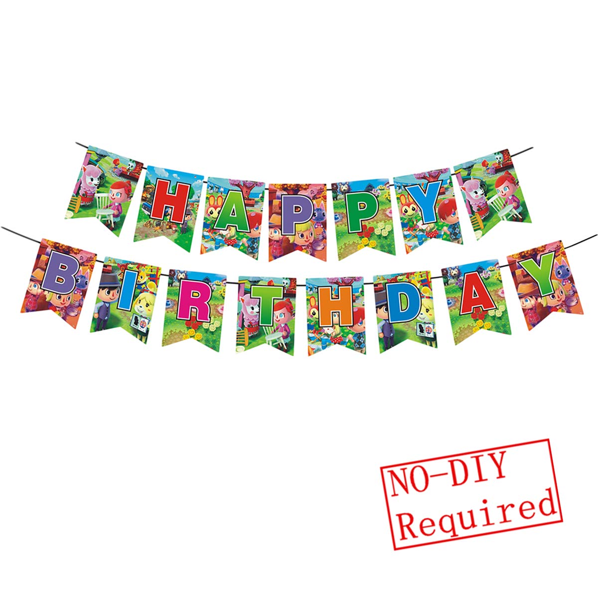 Animal Crossing birthday banner, Animal Crossing theme party decoration supplies, children's birthday party decoration.