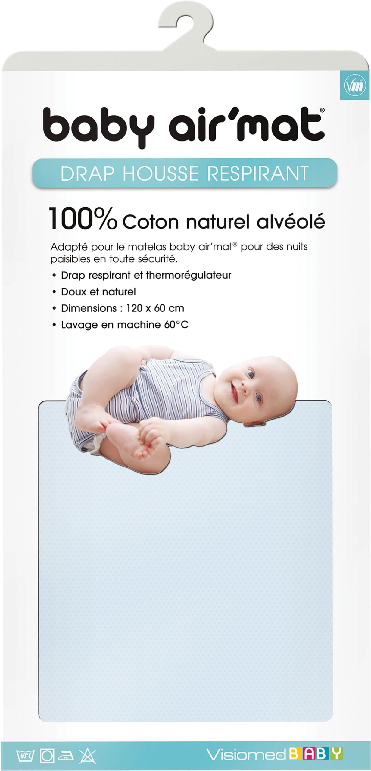 Visiomed Baby Organic Honeycomb Cotton Slip Cover (Blue)