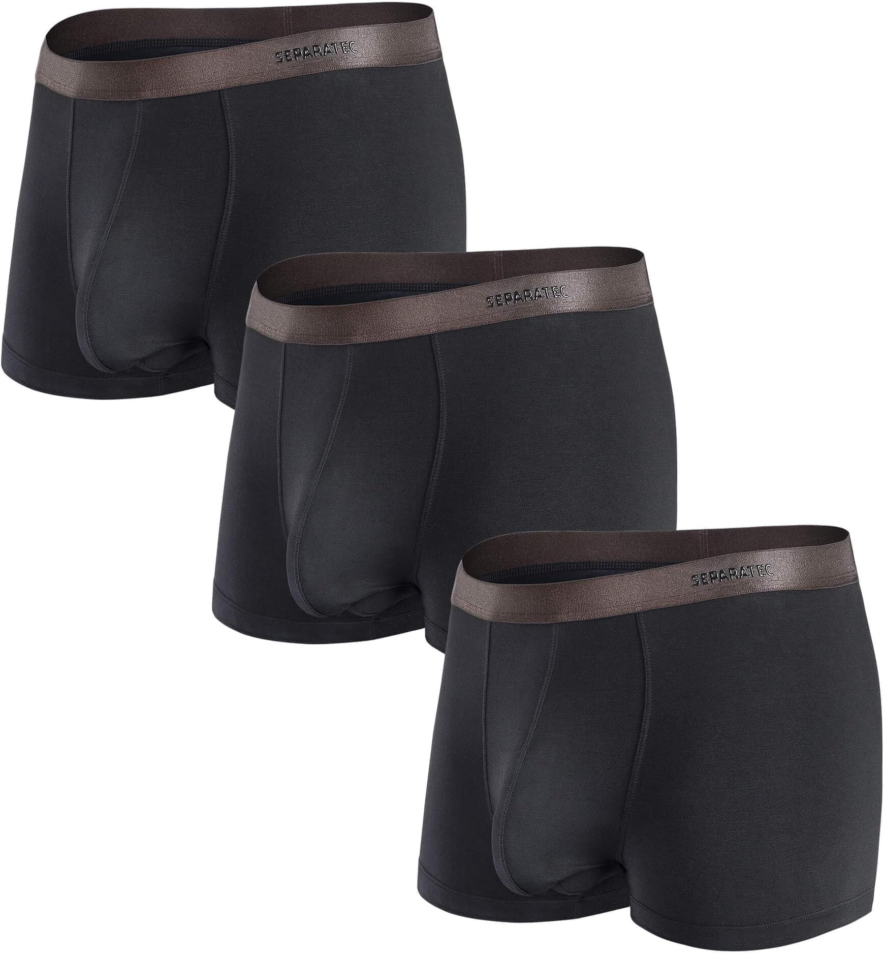 Men's Dual Pouch Underwear Breathable Soft Bamboo Rayon Printing Boxer Briefs 3 Pack