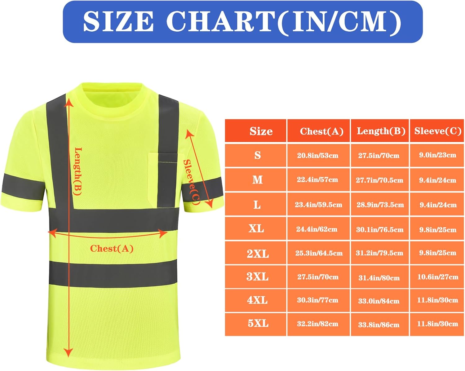 Hi-Vis Work Shirts - Men's High Visibility Safety T-Shirt for Construction - Image 2