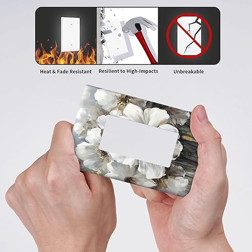 Miniatura 5 de Blanco Gris Floral Con Oro 2 Gang Doble Rocker Placa De Pared Flor Acuarela Interruptor De Luz Cubierta Decorativa Enchufe Tapas Para Tomacorrientes