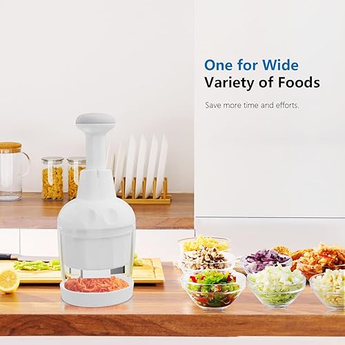 Miniatura 9 de Picador de alimentos, picador de verduras de mano para verduras, cebolla, ajo, nueces, cortador de verduras de mano, apto para lavavajillas, hoja de