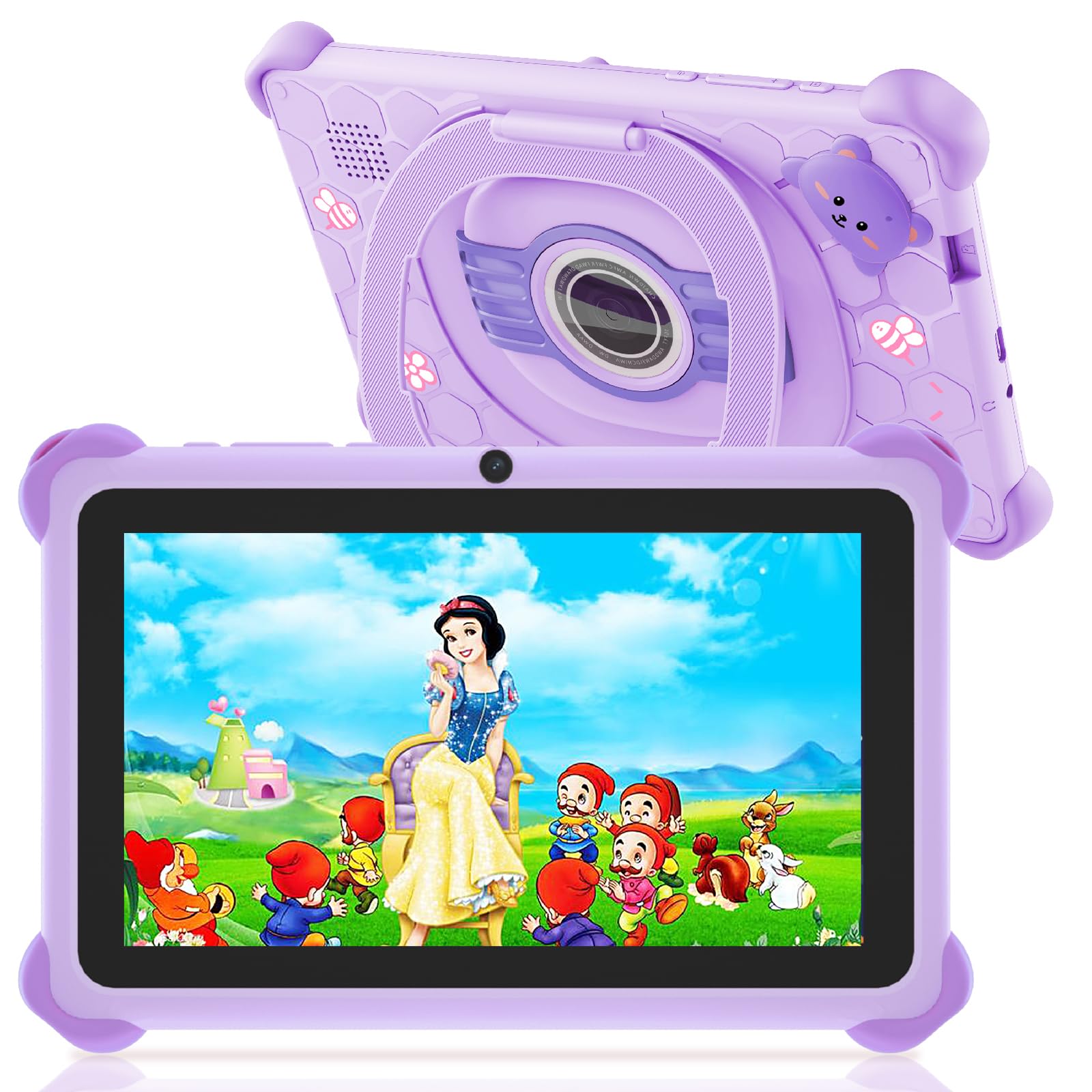 Kids Tablet, 7 inch Tablets for Kids, 32GB Toddler Tablet with Case Included, Parental Control, Dual Camera, GMS, WiFi (Purple)