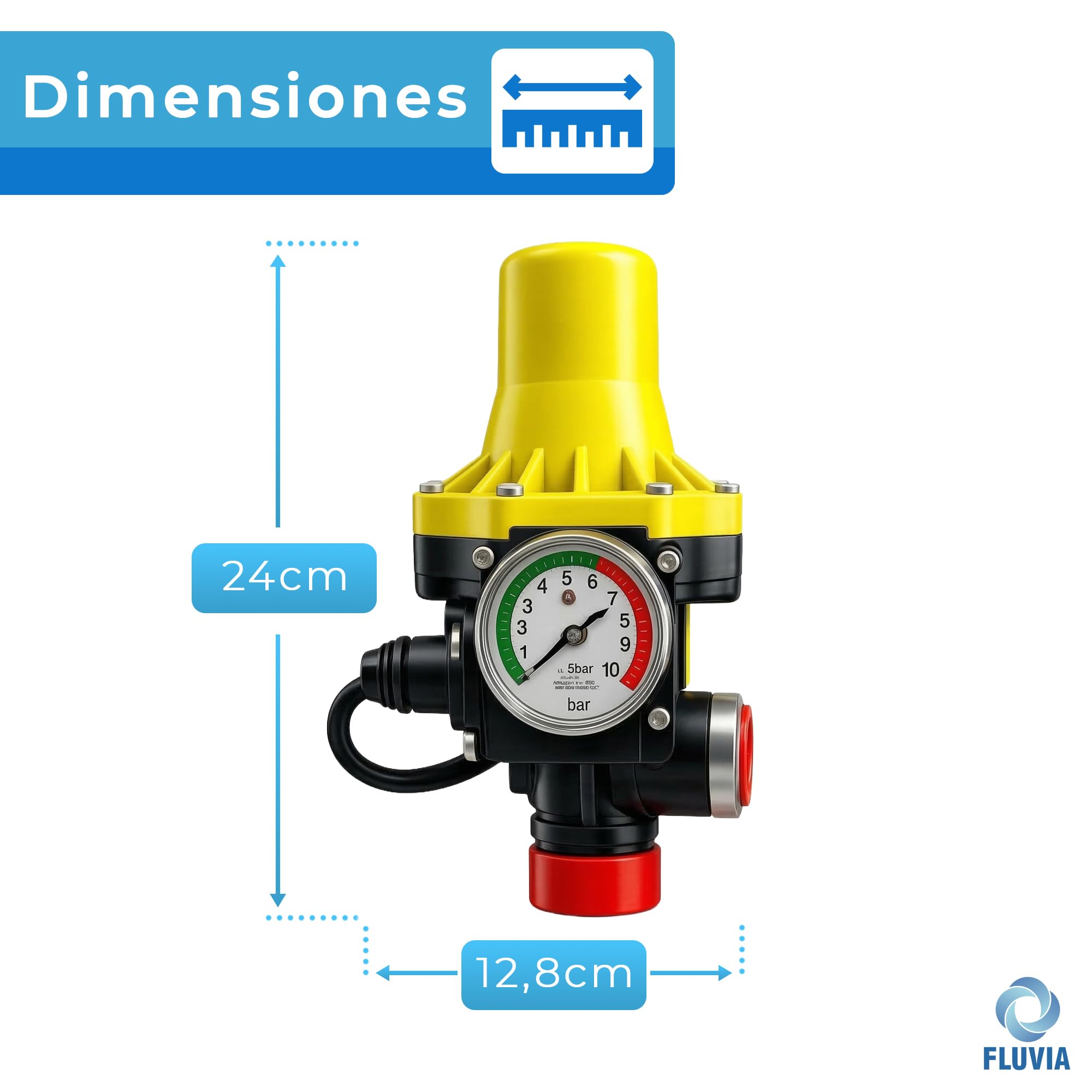 Presscontrol Automático para Bomba de Agua 220-240V – Controlador Electrónico de Presión para Grupo de Presión Doméstico, Arranque y Paro Automático, Protección contra Funcionamiento en Seco - 4