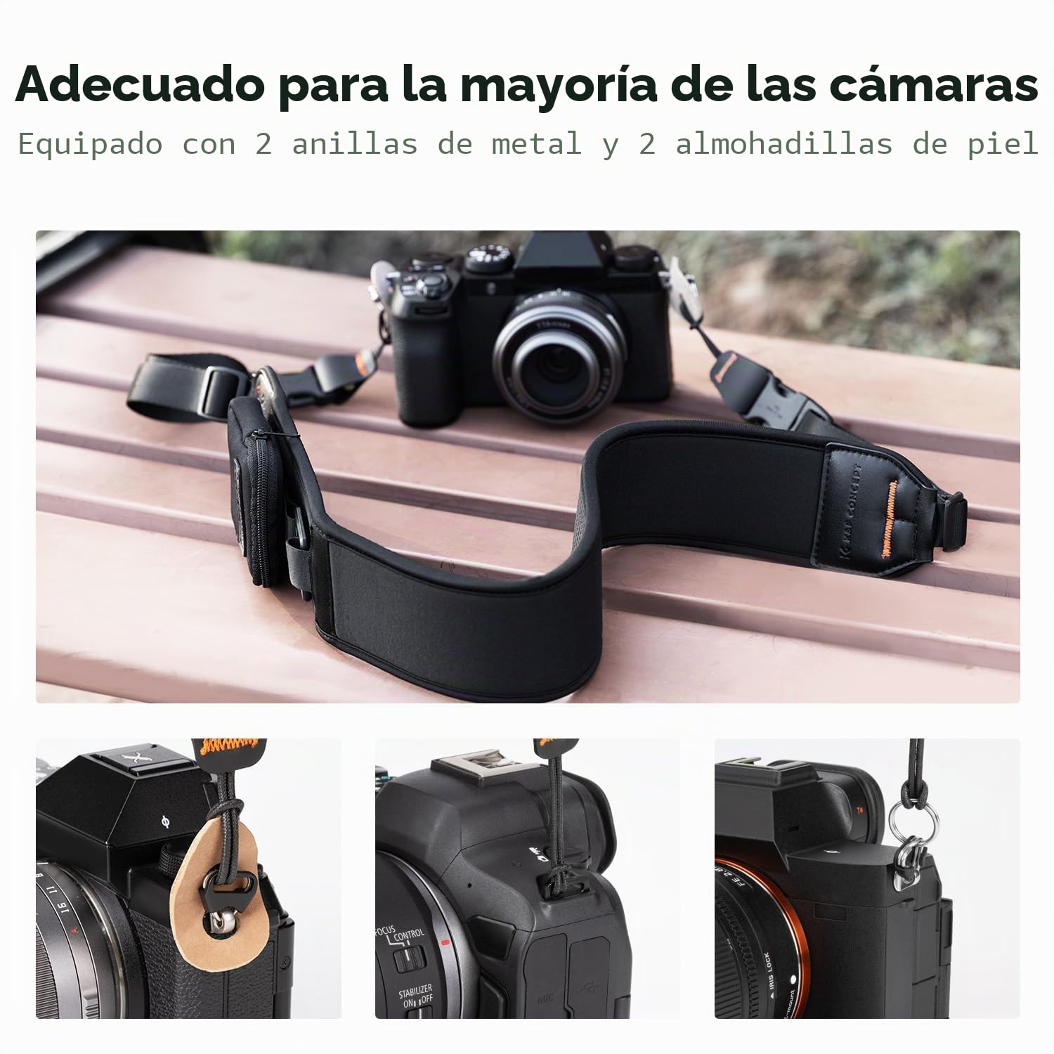 K&F CONCEPT Correa Camara De Fotos, Camera Strap Para para Fotógrafos, Correa Camara Reflex Ajustable 109-133 cm Compatible con Sony/Canon/Nikon/Fuji DSLR SLR Cámara sin Espejo