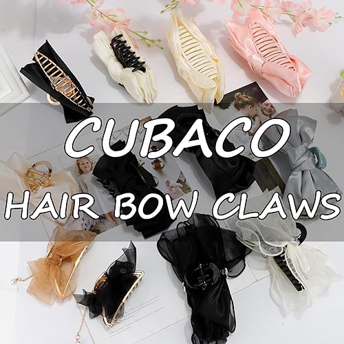 Miniatura 7 de CUBACO 2 pinzas de metal para el cabello para mujer, pinzas de lazo de encaje para niñas y mujeres, elegantes pinzas de pelo con diamantes de