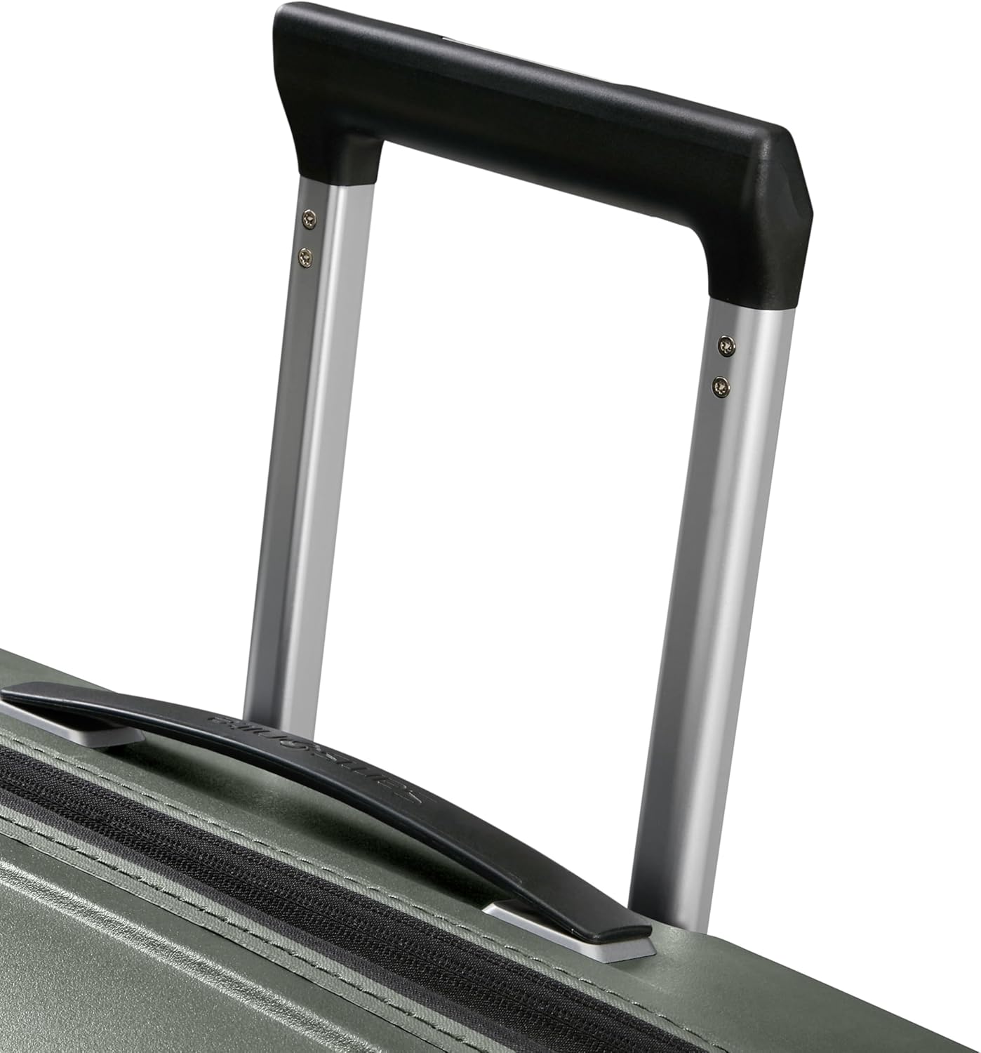 Interior view of open Samsonite luggage with packing straps and zippered compartments