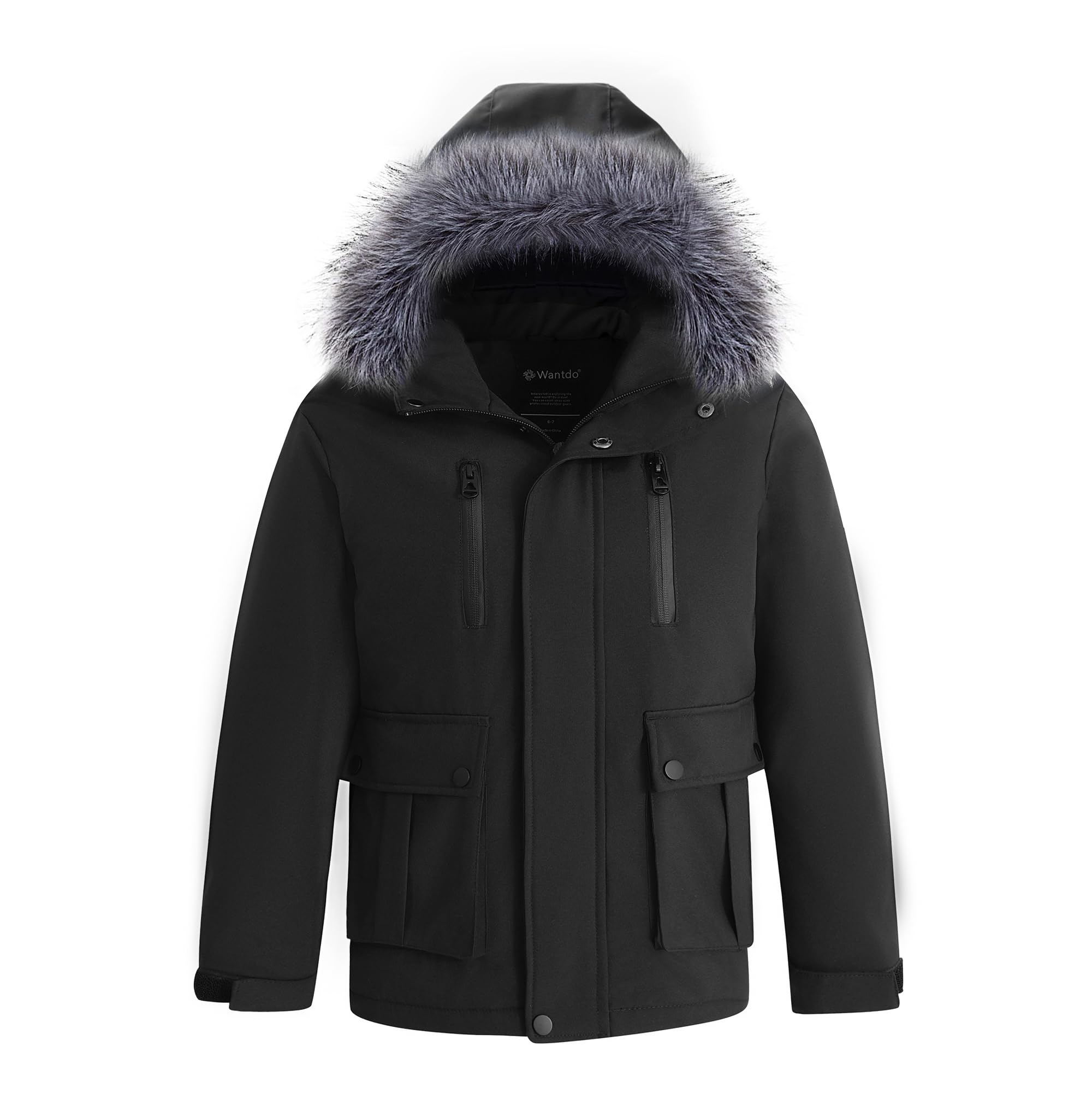 wantdo Boys Winter Coat Waterproof Windbreaker Snow Ski Jacket Warm Thick Kids Coats Rain Jackets