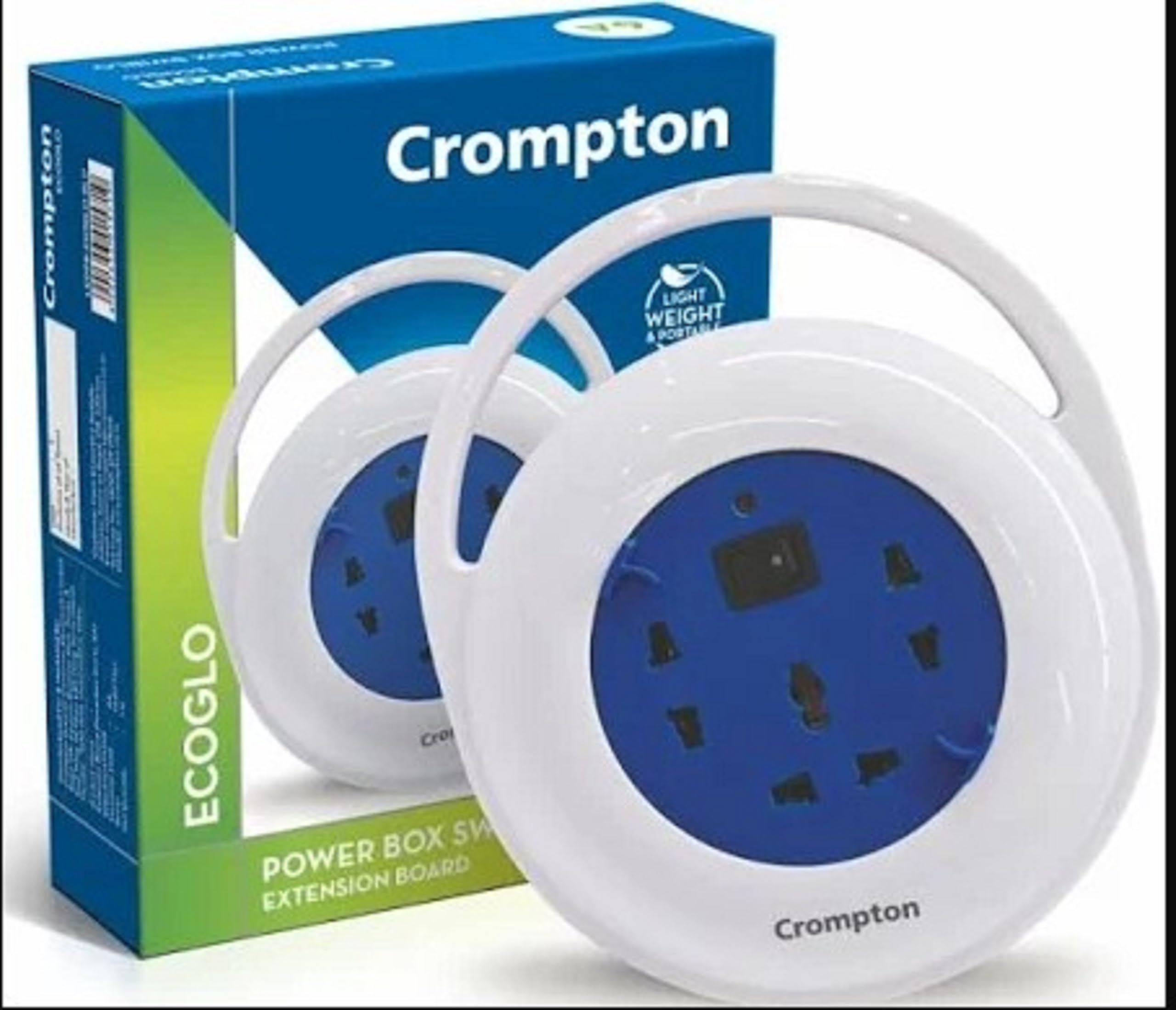 Crompton Powerbox Swirlo Extension Board, 6A Load Capacity, 3 Sockets - 1 Universal, 2 Two-Pin, Fire-Retardant Material, 220V Blue-picture-27