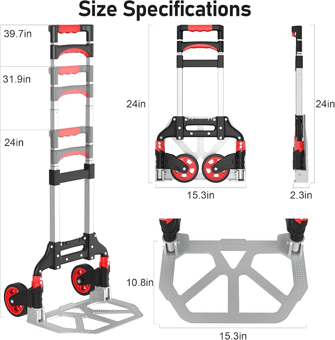 Carretilla plegable ligera con ruedas y mango telescópico miniatura 2