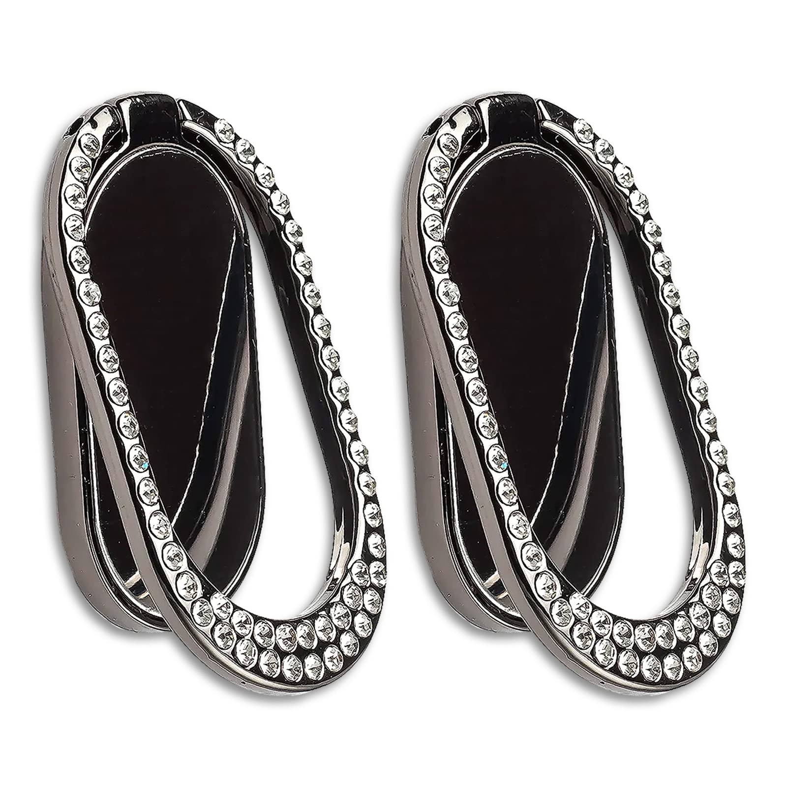 [2 paquetes] Soporte de anillo de teléfono con purpurina esmaltada con diamantes incrustados de diamante, soporte de anillo de teléfono brillante, anillo de dedo celular de diamantes de imitación para