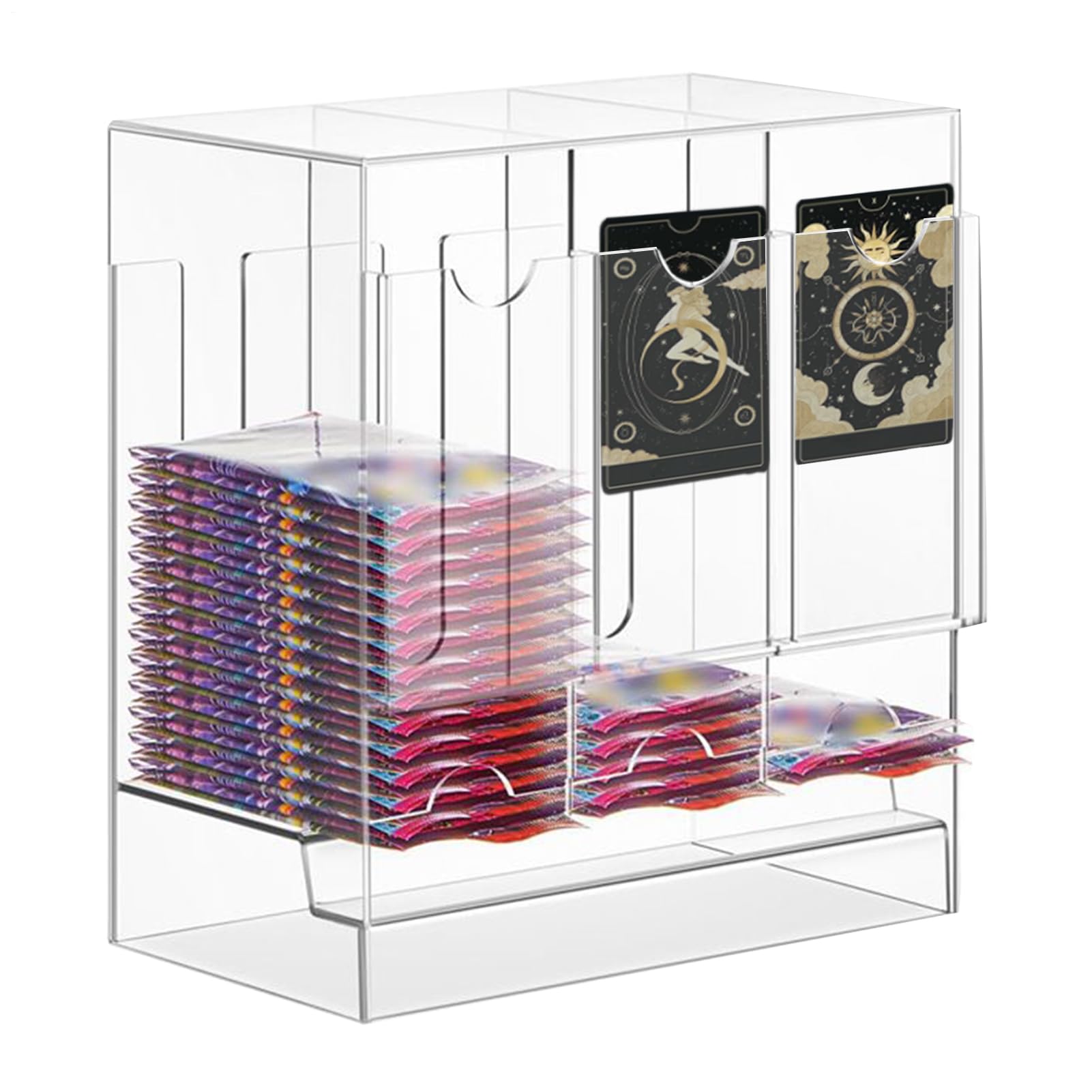Booster Pack Dispenser Box 3-Fach Transparenter | Sammelkarten-Pack-Organizer Sportveranstaltungen Geschäftstreffen Zuhause Schlafzimmer Spielzimmer Ladentresen