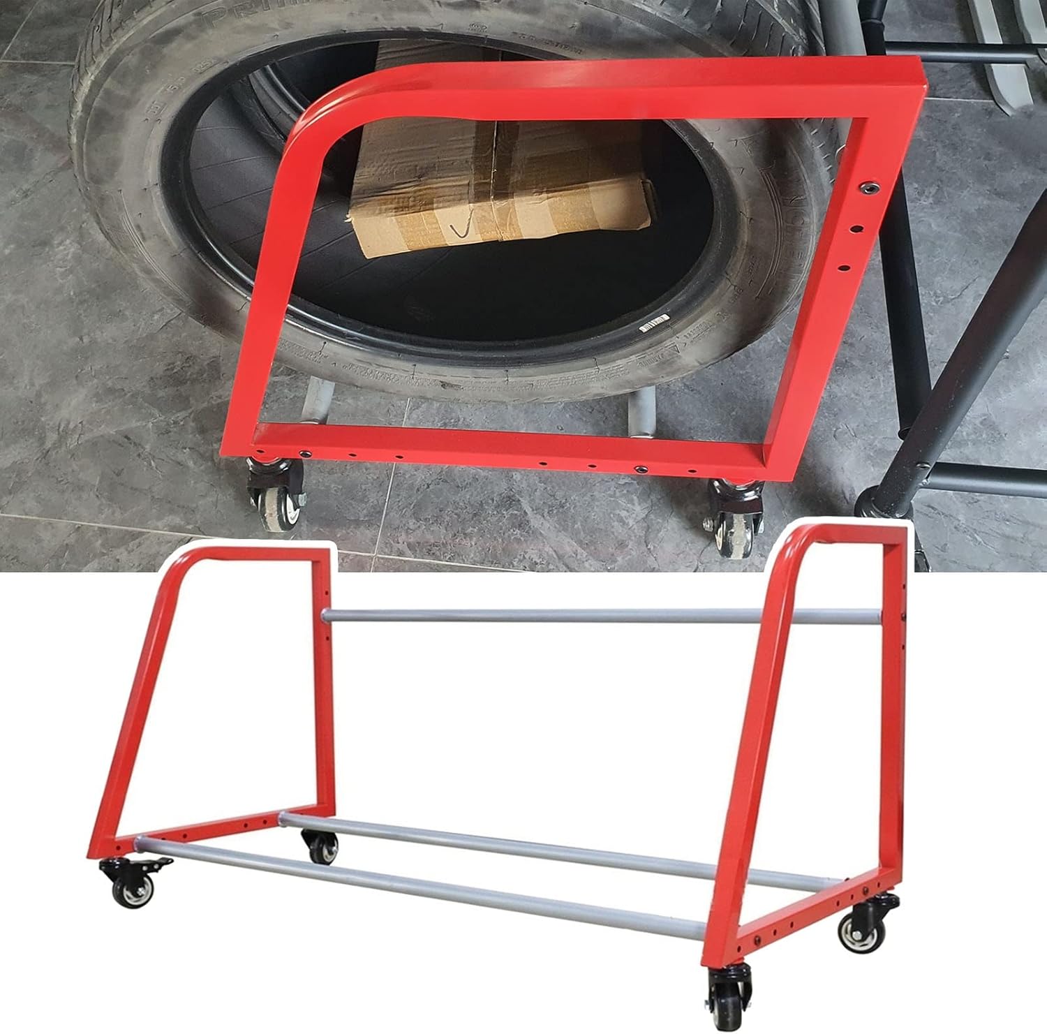 Tire Rack Metal Movable Tire Rack with Wheels, 127cm/50