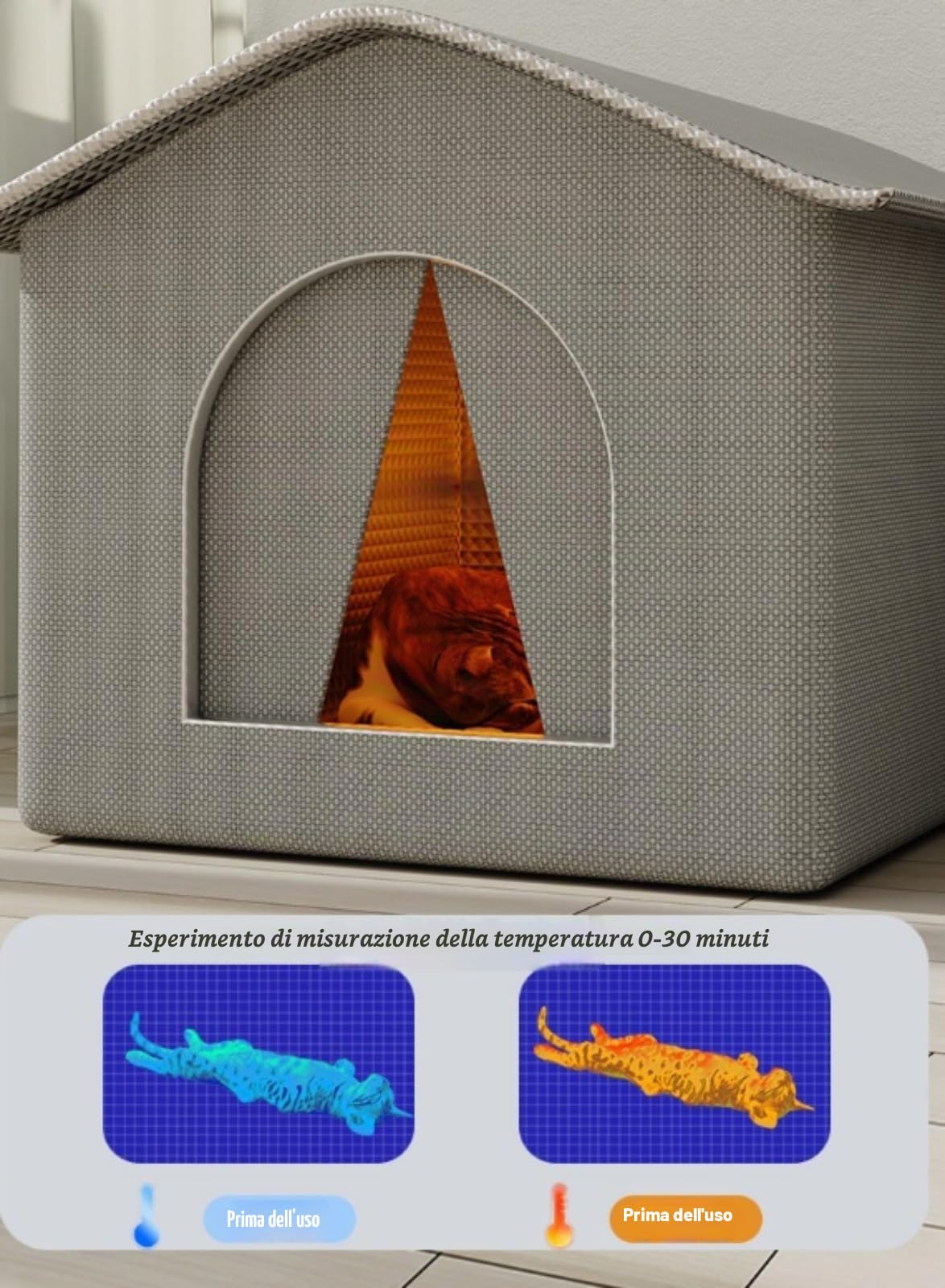 Cuccia Gatto Esterno Sollevata 7 cm, Abitacolo Impermeabile Antiumidità con Tetto Inclinato Drenante, Casetta Isolata per Gatti Randagi in Giardino, Ideale Autunno Inverno