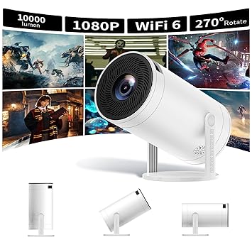 Mini Projector with WiFi and Bluetooth 4K,270?Adjustable Stand,Outdoor Portable Movie Projector,Home Theater,Native 1080P Full HD Projector with Speaker/Compatible with Smartphone,HDMI,USB