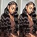 HANSAMU Body Wave Lace Front Human Hair Wigs Transparent Lace Frontal Wigs for Black Women Glueless Wigs (Natural Color 30 Inch)