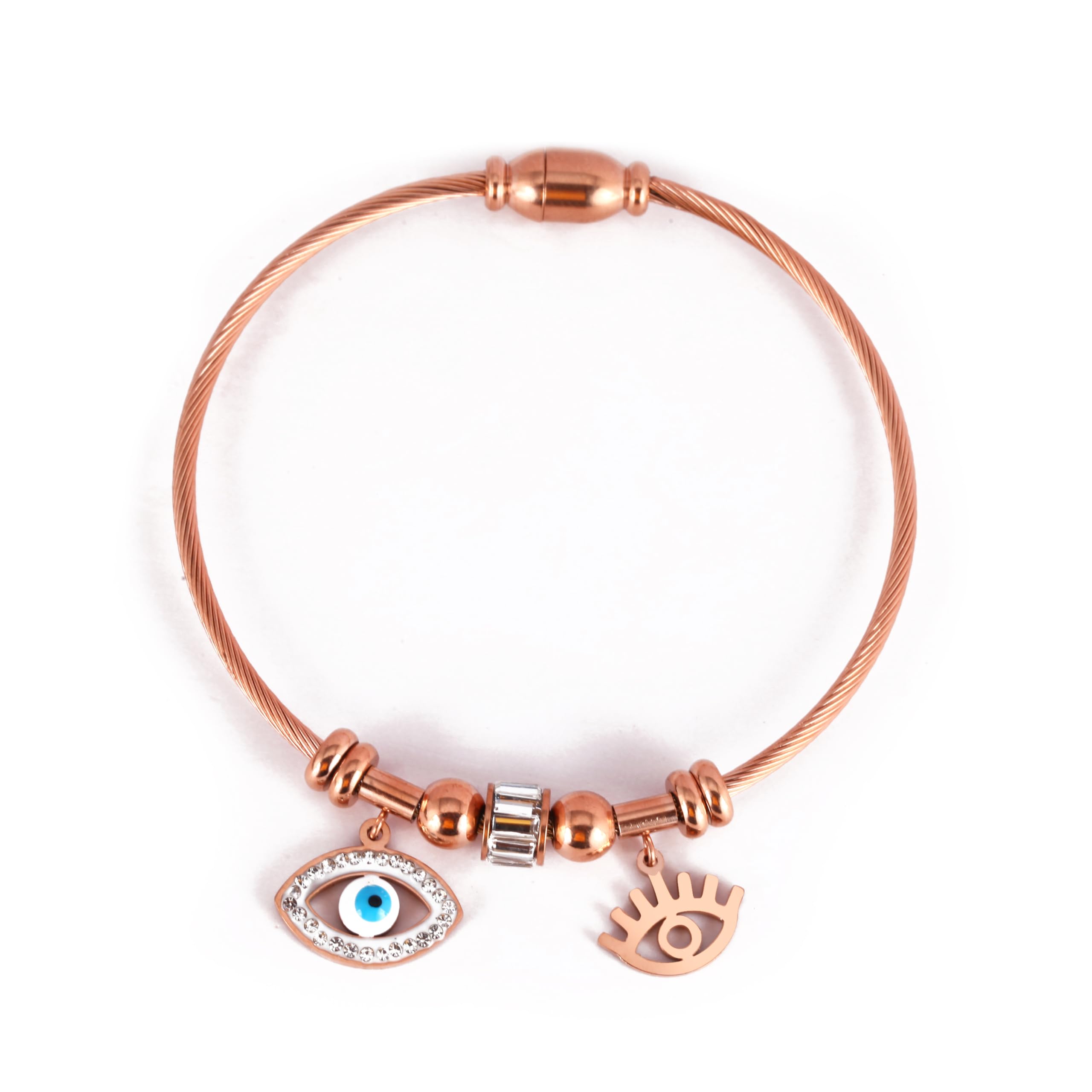 Amaal evil eye bracelet for woman | Evil Eye Bangles for women Stylish | Anti Tarnish Bracelet for girls | Rose gold Kada for Women | Accessories Jewellery korean crystal Rust-free Skin friendly