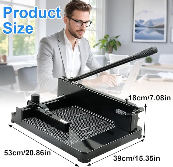 12Heavy Duty Guillotine Paper Cutter, 400 Sheet Capacity Paper Cutter for A4 Paper, Safety Lock & Clear Grids, Steel Construction Stack Paper Trimmerr for Office, School, Picture Shop and Home, Black