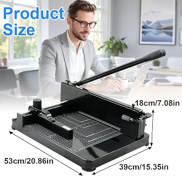 12Heavy Duty Guillotine Paper Cutter, 400 Sheet Capacity Paper Cutter for A4 Paper, Safety Lock & Clear Grids, Steel Construction Stack Paper Trimmerr for Office, School, Picture Shop and Home, Black