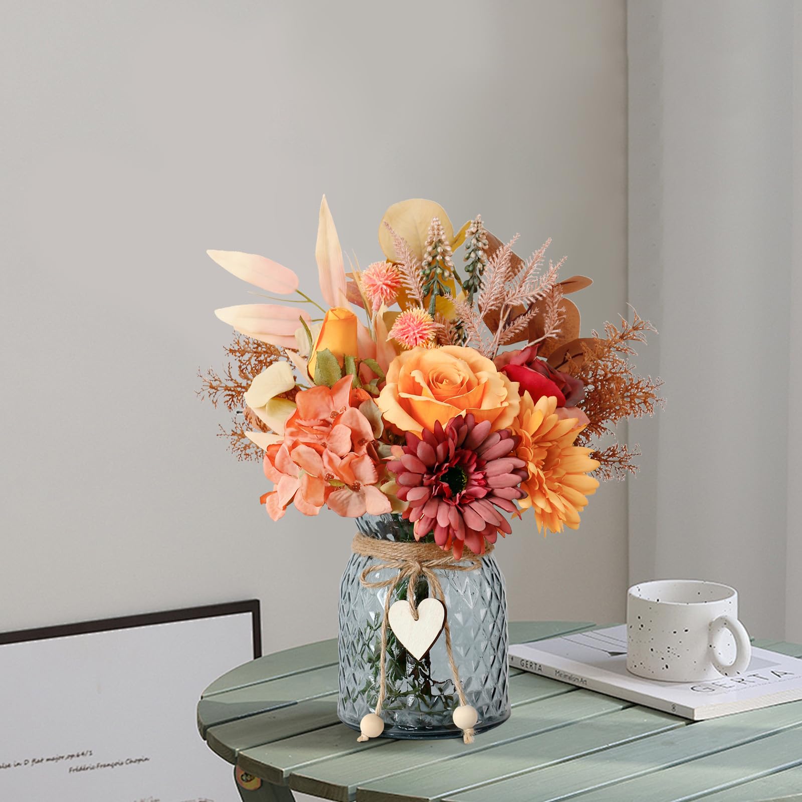 Malhaii 4 fiori artificiali autunnali per decorazione, composizioni floreali autunnali, fiori finti con steli, centrotavola per autunno e autunno, decorazioni autunnali per casa, ufficio, tavolo