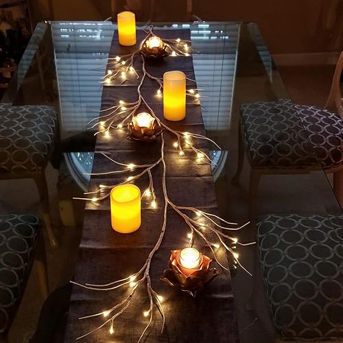 Miniatura 2 de OTAVILEM Guirnalda iluminada con ramitas de abedul, guirnaldas iluminadas de 6 pies con 48 luces LED para decoraciones de Navidad en interiores,