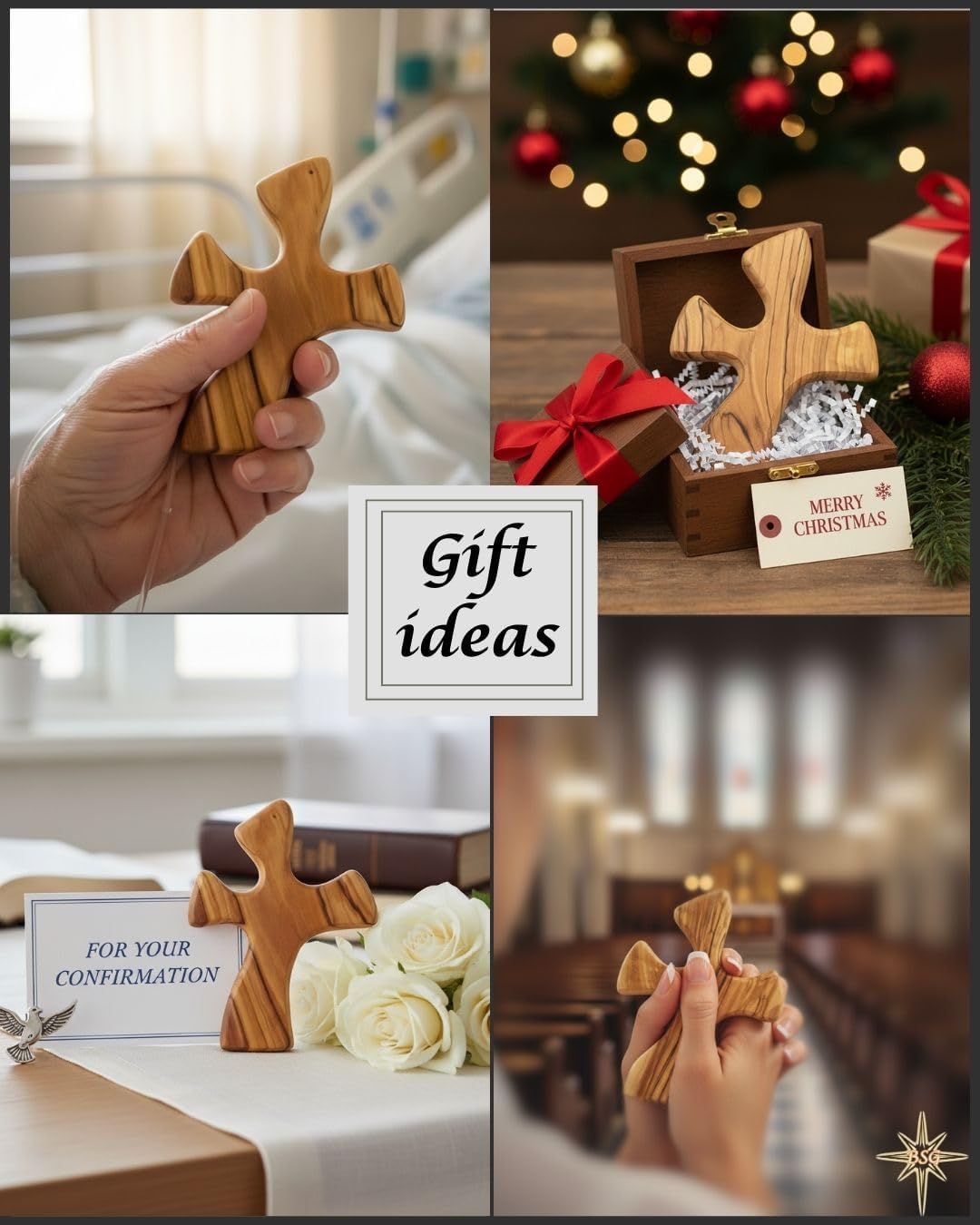 Dacaret Factory Healing Cross | Olive wood | 5'' fits in the hand for praying | Confirmation, First Communion Gifts | Loss of a dear one | Memorial | Christmas Gift (Without Engraving)