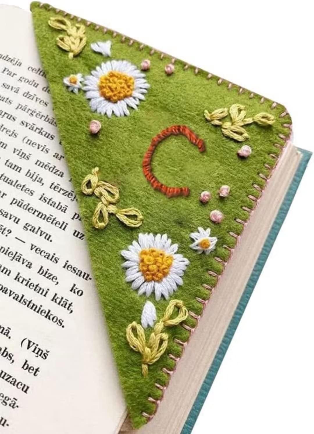 CudfetPersonalized Hand Embroidered Corner Bookmark, Four Seasons Handmade DIY Custom Bookmarks (Summer, C)