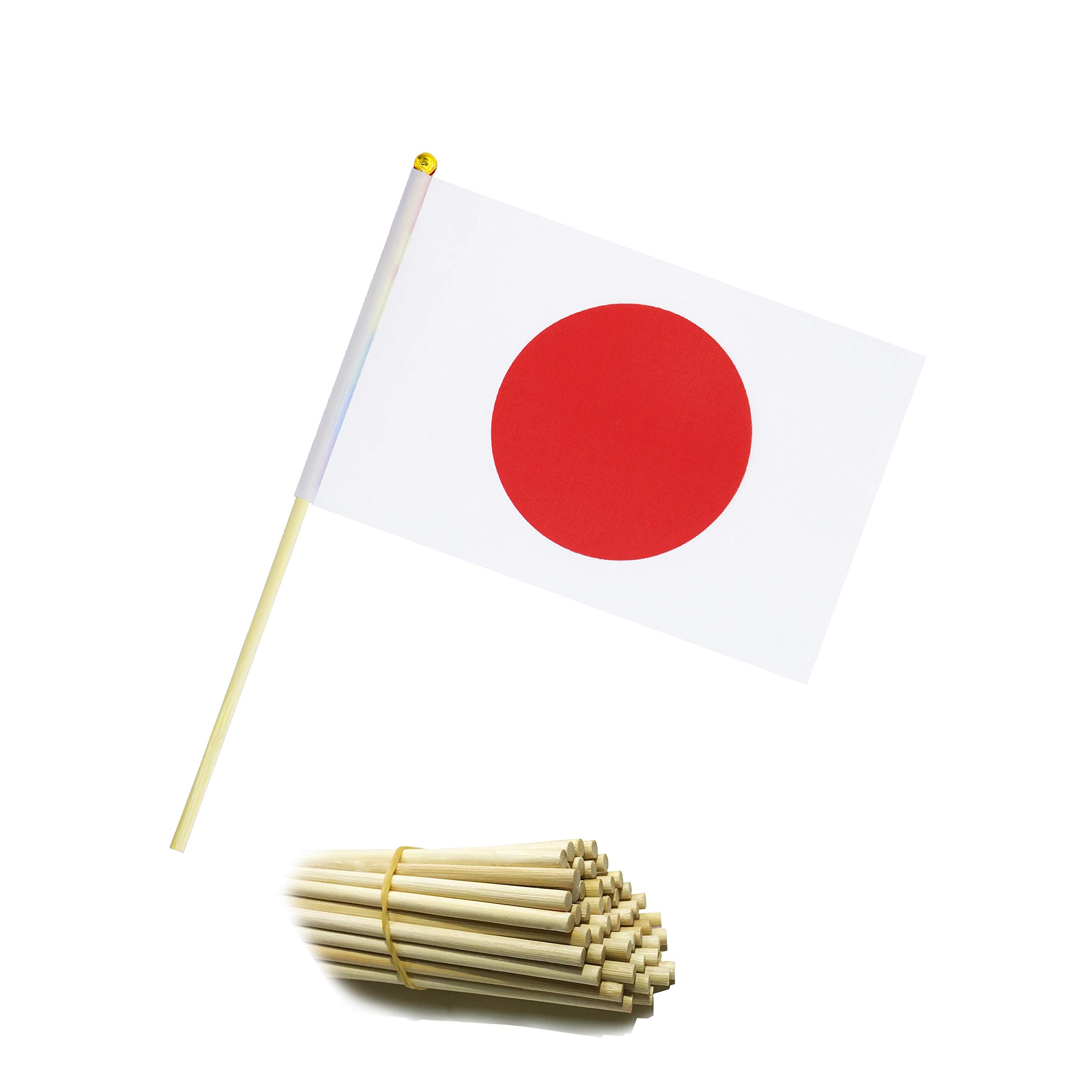 Kind Girl Wood Hand Held Japan Flag Japannese Flag Stick Flag Small Mini Flag 50 Pack Round Top National Country Flags,Party Decorations Supplies for Parades,World Cup,Sports Events, Celebration