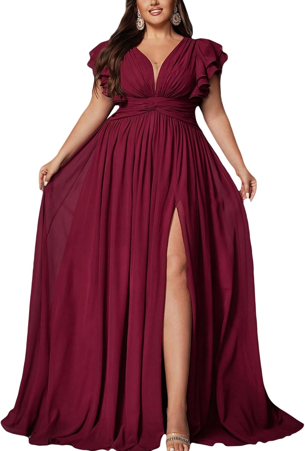 Women's Plus Size Bridesmaid Dresses Chiffon Wedding Guest Summer Maxi Dress Elegant Prom Evening Party Cocktail Gown