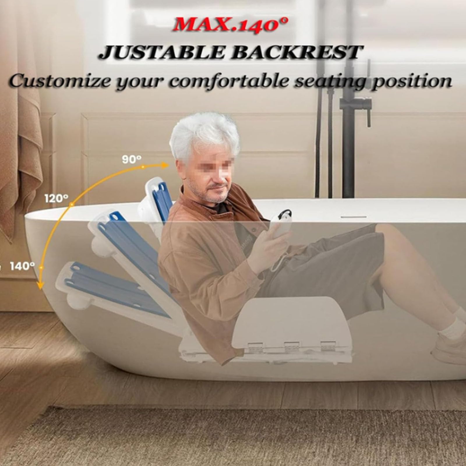 BCBKD Sollevatore per Vasca da Bagno per Disabili E Anziani, Sedia Elettrica con Portata di 140 kg, Progettata per Un Facile Accesso E Un Uso Quotidiano in Bagno