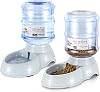 Flexzion Automatic Pet Feeder & Waterer Set of 2 Pack, Self Feeding Replenish Dog Cat Bowls, Gravity Food & Water Storage Container Fountain Jug Pet Supplies Plastic Skid Proof Rubber Feet 3 Gallon