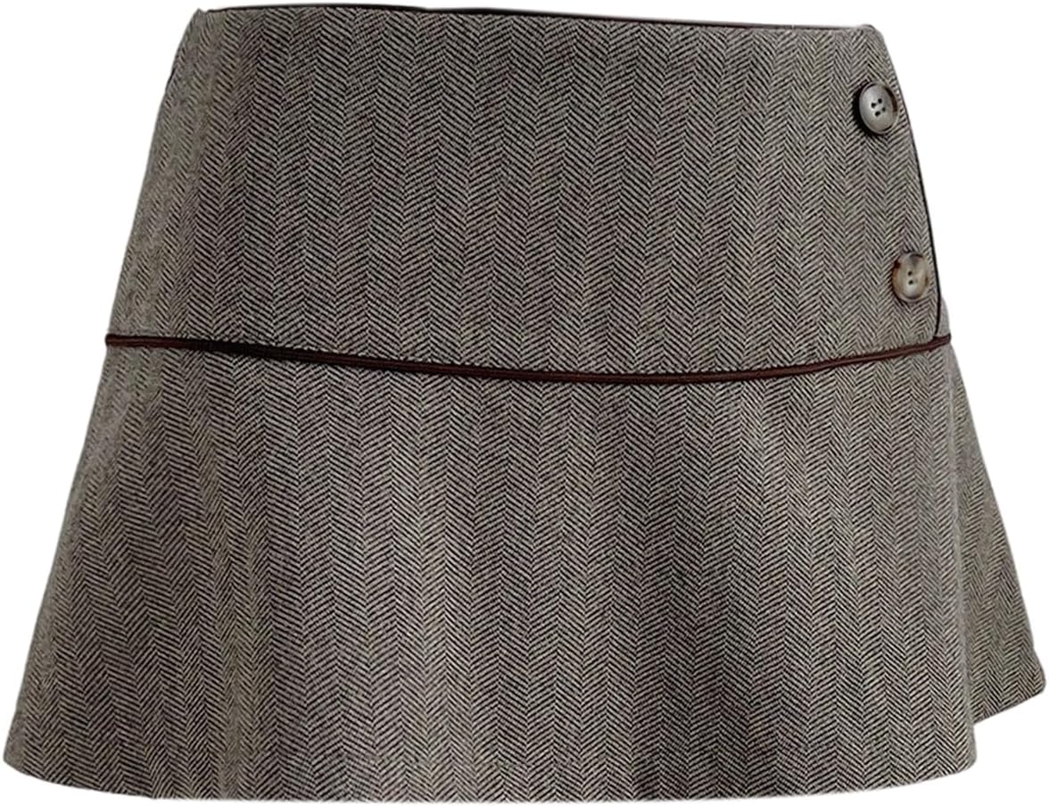 Floerns Women's Low Rise Tweed Mini Skirts Fall Clothes Trendy Vintage A Line Skirt