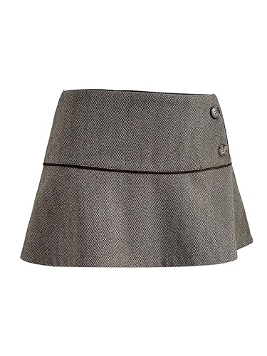 Floerns Women's Low Rise Tweed Mini Skirts Fall Clothes Trendy Vintage A Line Skirt - Large - Coffee Brown