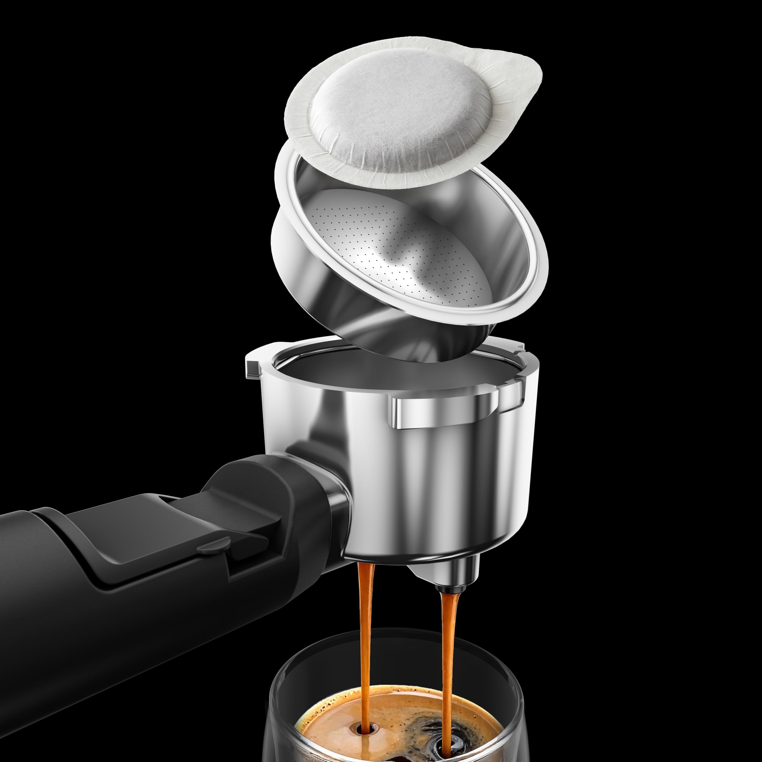 Grundig KSM 8530 Siebträgermaschine, 7 Kaffeespezialitäten inkl. Cold Brew, 1688 W, 20 bar, Edelstahlmahlwerk, Milchbehälter, Touch-Display, für Bohnen, Pulver & Kapseln, Schwarz/Braun