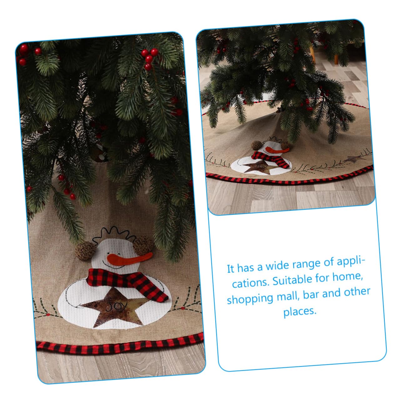 MAGICLULU 2St Christbaumschmuck Rock Ornamente Dekorationen Schnee Christbaum Teppich Christmas Tree Carpet unter Weihnachtsbaum Rock Weihnachtsbaumrock aus Leinen Leinen- Light Brown