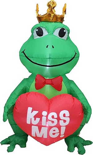 Miniatura 1 de Rana inflable de 4 pies de alto para el día de San Valentín con dulce corazón, bésame romántico, dulce regalo de San Valentín para parejas, luces