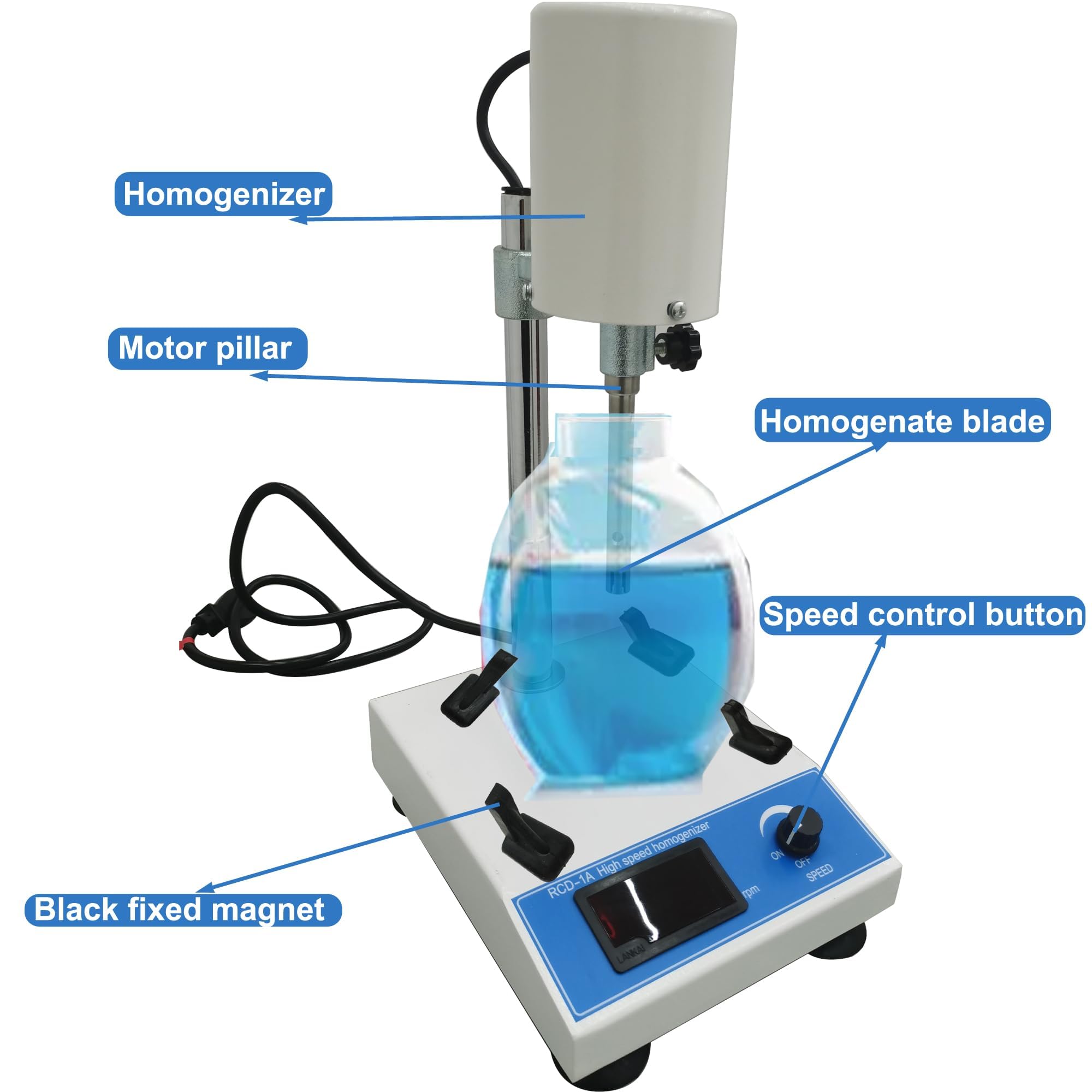 Hochgeschwindigkeits-Dispergier-Homogenisator-Emulgator, 5–500 ml Labormischer-Homogenisator, mit Digitalanzeige, höhenverstellbar, für Medien/Kosmetik/Lebensmittel