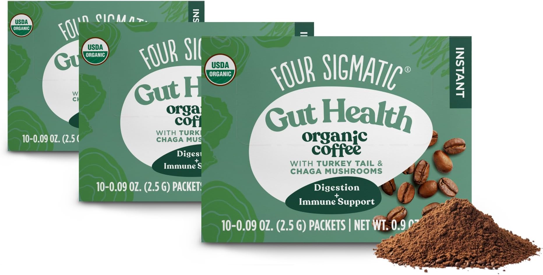Mushroom Coffee Mix Cordyceps and Chaga Pack of 3 (30 Packets Total)