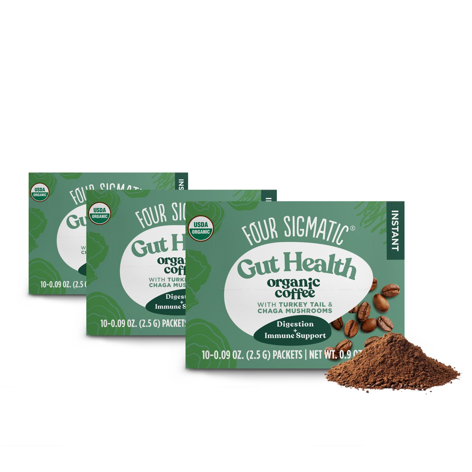 Four Sigmatic Mushroom Coffee Mix Cordyceps and Chaga Pack of 3 (30 Packets Total)