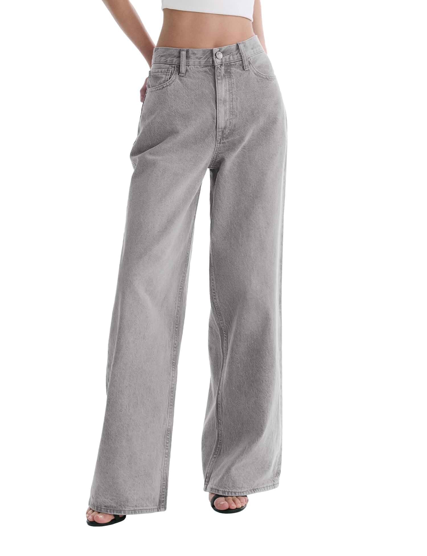 Women's Adjustable Waist Wide Leg Jeans Baggy High Waisted Jeans Y2K Casual Trendy Denim Pants Jeans