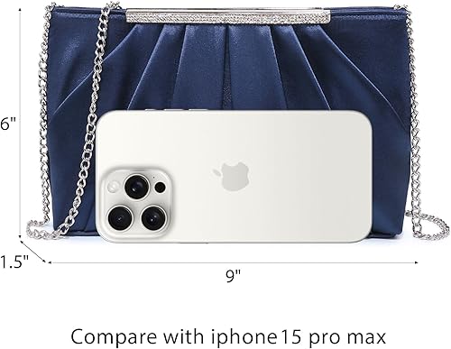 Vista 6 de Dasein - Bolsos de mano elegantes con pliegues para mujer, bolsos formales de noche con diamantes de imitación para bodas, fiestas, graduaciones