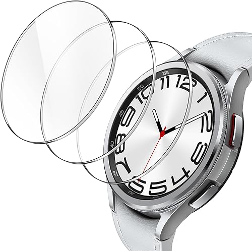 JETech Protector de pantalla para Samsung Galaxy Watch 6 Classic 1.850 in, vidrio templado antiarañazos, transparente HD, paquete de 3