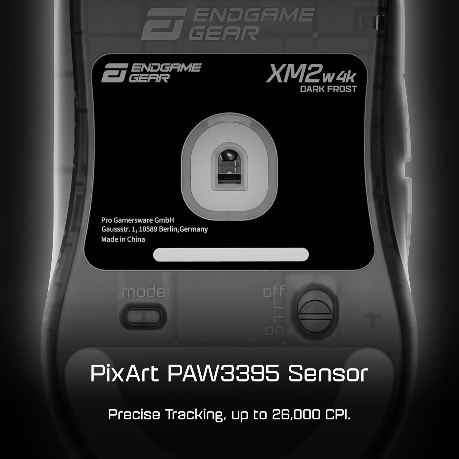 ENDGAME GEAR XM2w 4k Wireless Gaming Mouse – 4000Hz Polling Rate, Kailh GX Switches, PixArt PAW3395 Sensor, Lightweight ~63 g, Dark Frost