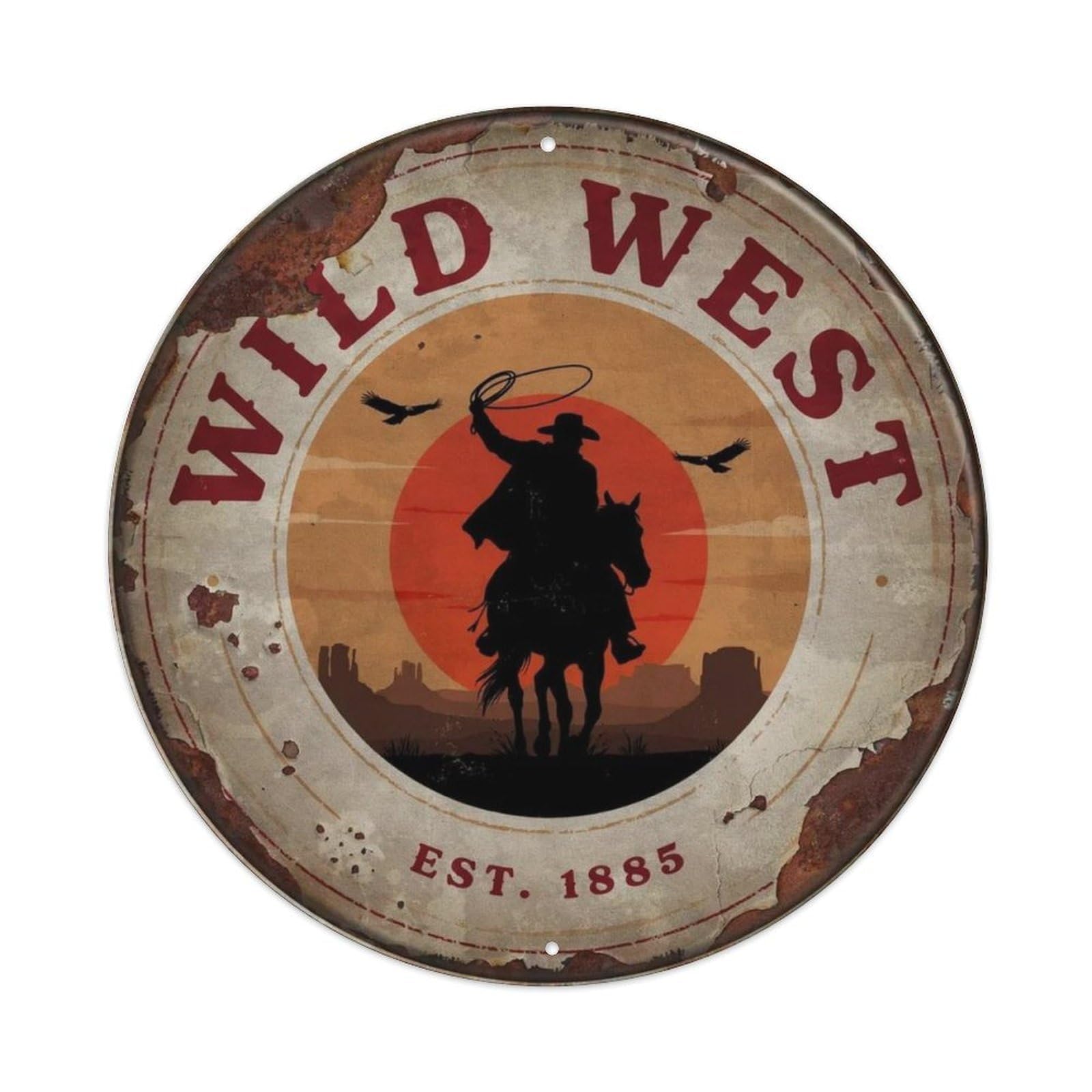 Western Cowboy Style. Metal Tin Sign Plaque
